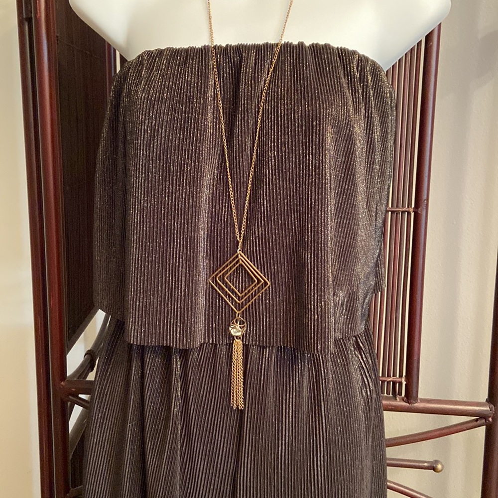 Strapless jumpsuit black and gold